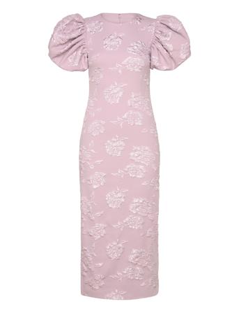 Jacquard Midi Dress Knälång Klänning Pink ROTATE Birger Christensen