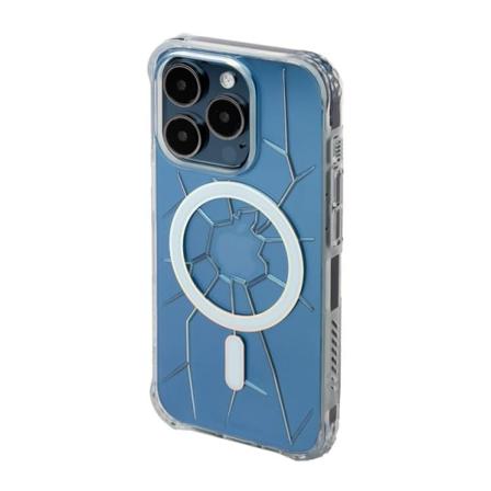 Kingxbar iPhone 15 Pro Mobilskal Magsafe PQY Crack - Transparent