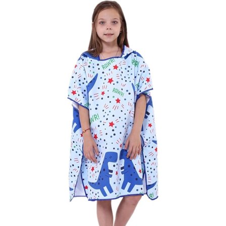 Badeponcho for barn, strandhåndkle, mikrofiber, hurtigtørkende med hette, dusjhåndkle (stil 4)