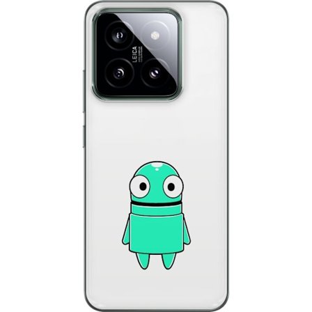 Kompatibel Mobilcover til Xiaomi Xiaomi 14 Turkis tegneseriefigur med store øjne og en glad personlighed i enkel illustration