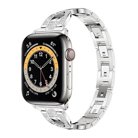 Kompatibel med Apple Watch Armband Bling Diamant Strass Ersättningsmetallband --- Silver 38/40/41mm