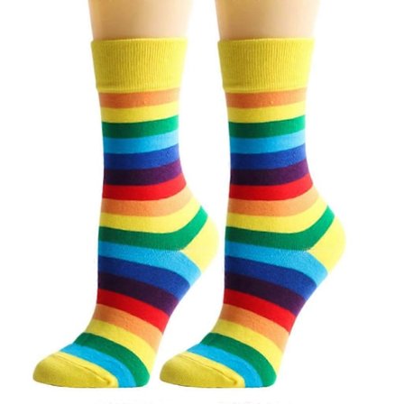Dame Herre Bomuld Sjove Printede Crew Sokker Regnbue Stribet Flerfarvet Harajuku Casual Skateboard Mid Tube Strømper