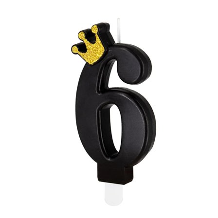 Kagelys Tal "0-9" Sort med krone Ciffer 6
