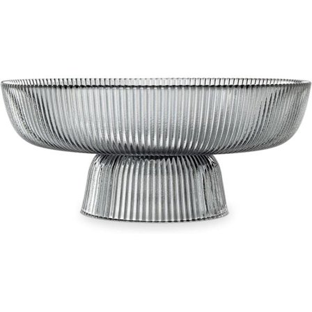 Glasfruktskål - Dekorativ Ribbad Färgad Glasskål för Frukt, Snacks, Godis - 26cm Diameter Bordscentrum