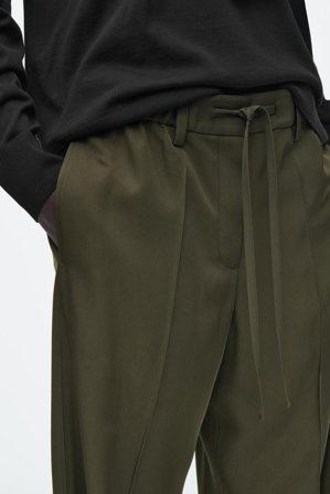 COS Women's Pantalone A Gamba Dritta Con Coulisse in Verde