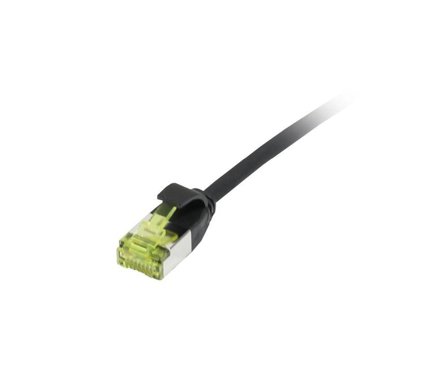 SYNERGY Patchkabel RJ45, CAT6A 500Mhz, 3m, schwarz, U/FTP, slimline rund d=3,8mm, TPE/LSZH(Superflex), AWG32, mit CAT7 Rohkabel, Synergy 21