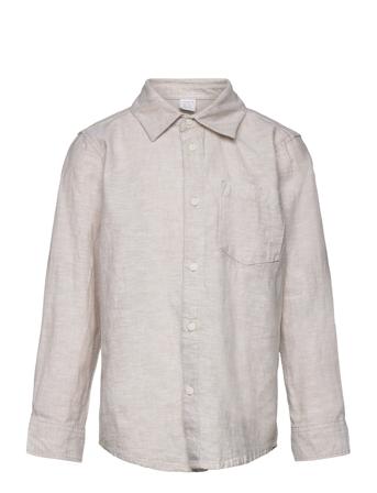 Shirt Linen Cotton Blend Shirts Long-sleeved Shirts Grå Lindex*Betinget Tilbud