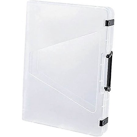 Bärbar Transparent Plast Förvaringslåda Dokument Papper Skrivbord Pappersorganisatör, A4 Tjock Svart