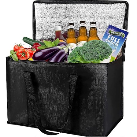 Gjenbrukbar pose, sammenleggbar, kjølt, transport av varm og kald mat, egnet for camping