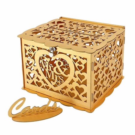 Gull Gyllen Bryllupskort Boks Gaveesker til Bryllup, Mottakelse,