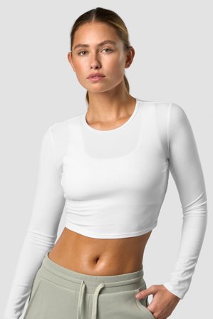 ICANIWILL - Recharge Cropped Long Sleeve Wmn White - Pitkähihaiset - Naiset - Treenivaatteet ICIW:ltä