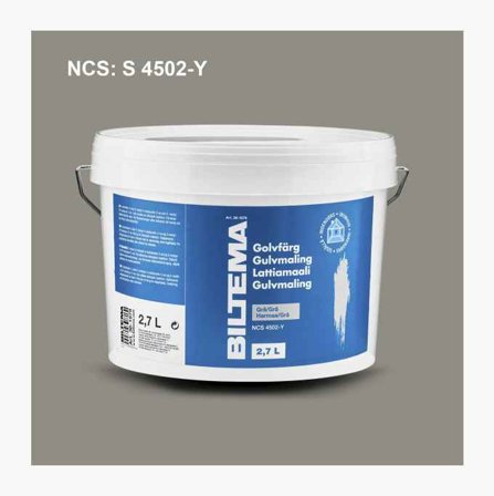 Biltema - Halvblank Gulvmaling FLOOR, Grå, 2.7 liter, Vannbasert, Slitesterk, Passer til Tre og Betong