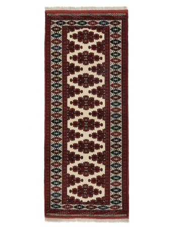 Turkaman Rug 85X200 Runner Black/Beige Wool, Persia