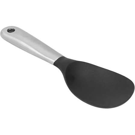 Silikonspatel for ris, risskje, non-stick varmebestandig skje wokspatel risspade sushispade for ris/potetmos (1 stk, svart)-FA7-