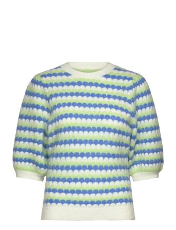 Knitted Wave Stripe Short Sleeved S Tops Knitwear Jumpers Blue Stella Nova