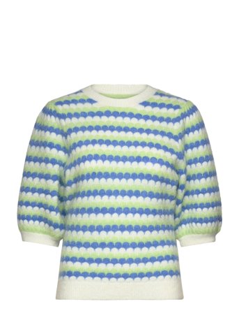 Knitted Wave Stripe Short Sleeved S Blue Stella Nova
