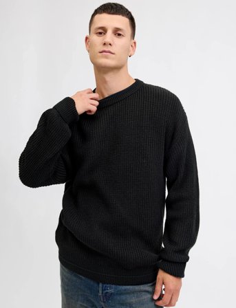 Jack & Jones Jjkaito Knit Crew Neck Bf - Black - XL