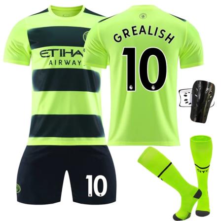 Manchester City 2. udebanetrøje neon grøn sæt nr. 10 med sokker +