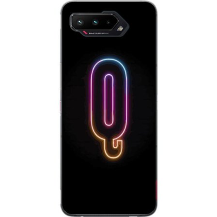 Yhteensopiva Puhelinkuori Asus Asus ROG Phone 5 Minimalistinen neonkirjain Q kirkkaissa väreissä tummaa taustaa vasten