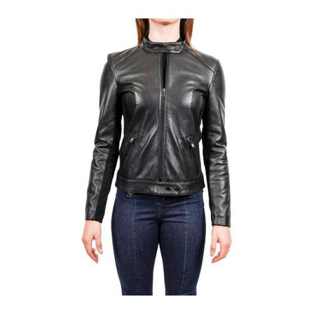 Manila Grace Leather Jakke Sort, Dame