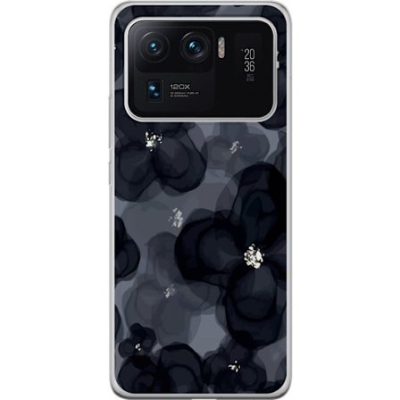 Kompatibelt Mobilskal till Xiaomi Xiaomi Mi 11 Ultra Abstrakt mörkt blommönster i svartgrå toner med elegant och dramatisk känsla