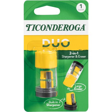Ticonderoga Duo 2-i-1 Pennvässare & Suddgummi, Gul