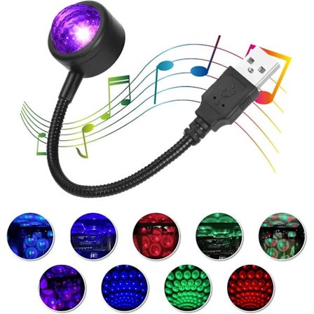 2025 Siste Modell LED Tak Atmosfære Lampe, USB Lydaktivert Bil Stjernelys Projektor Nattlampe, LED Romantisk Dekorativ Bil Taklampe