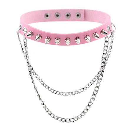 Punk Goth Metal Spike Besat Læder Halsbånd Choker Halskæde