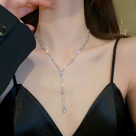 Zirkon vatten droppe choker halsband, lätt lyx, nisch high-end, krage, höst- och vinterklänning, mångsidigt temperament tillbehör