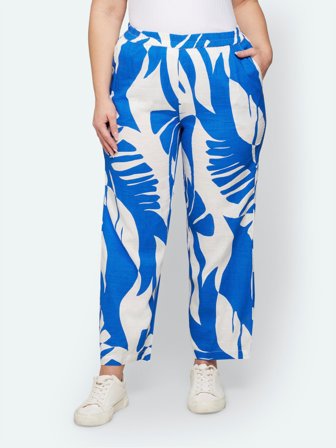 CISO - Hør 7/8 Bukser - Blå Mix - Mønstret