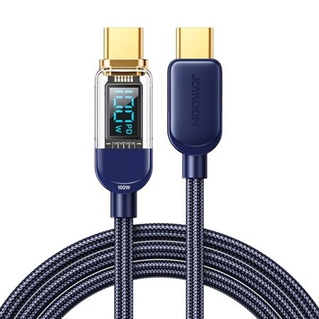 Joyroom A4 USB-C / USB-C 100W 1,2 m kabel med display - blå
