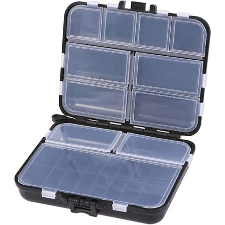 Fiskeskrin i Plast, Fiskeboks, Profesjonelt Fiskeutstyr, Oppbevaringsboks (1 stk, Svart)