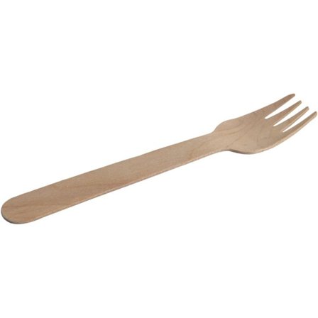 16cm Engangsgafler i Tre Laget av 100% Komposterbar Bjørk - Bærekraftig og Øko (Pakke med 100)