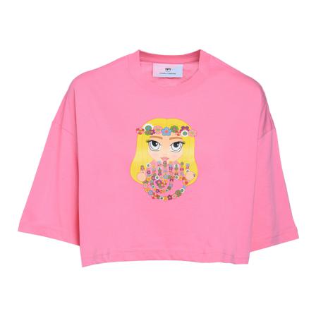 Chiara Ferragni Collection T-Shirt 631 Mascotte Peace Jersey 160 CO Pink, Dame T-shirts