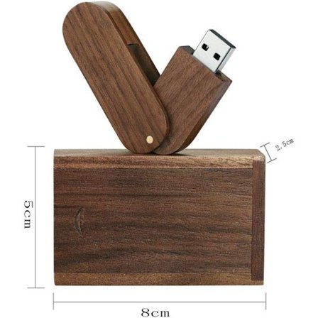 USB-minne, 32 GB avancerad roterande massivt trä höghastighets USB 2.0-minne, minnespinne datalagring, upphängd tumhjul med trähölje