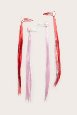 Kappahl | Hårspännen med löshår 4-pack | Röd