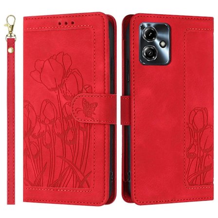 Til Motorola Moto G54 5G Tulip Læder Etui Telefon Cover med 5 Kort Slots Pung - Sort