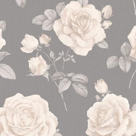 Belgravia Rosa Floral Textured Wallpaper 10m X 53cm Charcoal/cr