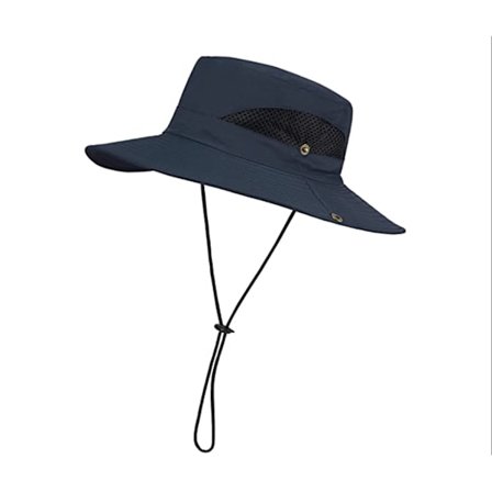 Anti-UV vandreturshat til kvinder og mænd med snor (mørkeblå)