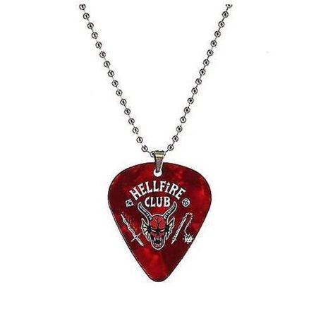 Hellfire Club Stranger Things Eddie Munsonred Guitar Pick Plectrum Ball Halskjede