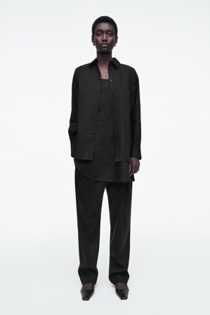 COS Women's Layered Trapeze Shirt Dress in Black