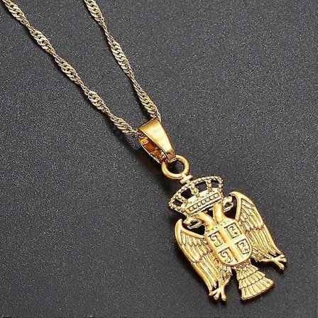 Anniyoc Republikken Serbien Ørnevedhæng Halskæde Til Kvinder Piger Guldbelagt Sølvfarve Srbija Smykker Serbisk #261606 Guldfarve