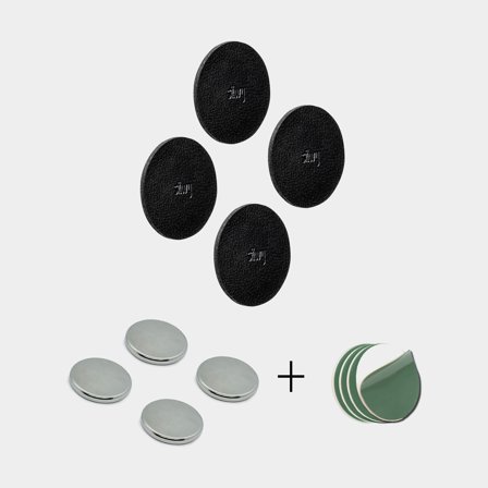 Magneter Silwy Magnetic Power Bundle, svart, 4-pack + dubbelhäftande plattor + självhäftande magnetplattor