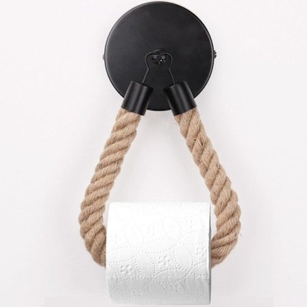 Toiletpapirholder, Hamp Reb Håndklædeholder til Badeværelse og Køkken, Badeværelsespapirholder, Rulleholder