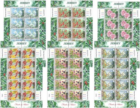 Jersey - Sæt af 6 stemplede miniark 'Frost og Natur' 2013