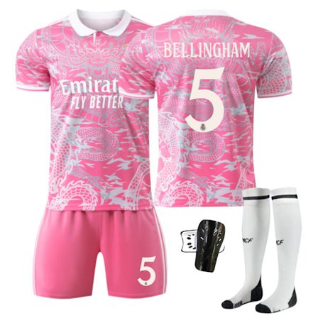 #5 BELLINGHAM 25-26 Real Madrid dragon pattern pink Football Jersey for Kids and Adults