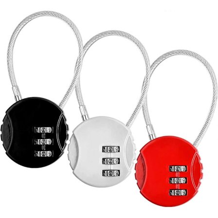 3 st Hänglås Kombination Hänglås Kod 3 Siffror Lås Bagage Lås Kod Hänglås Kombination av 3 Siffror Säkerhet Hänglås med Kabel [DB]
