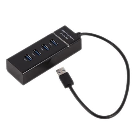 Duokon USB 3.0 Adapter Konvertibel Højhastigheds USB 3.0 Hub 4-Port Bærbar Extender til Kortlæser og MacBook (Sort)