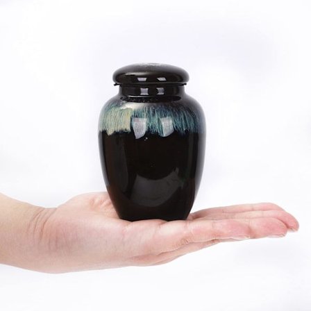 Urna för mänskliga aska, 4 tum, handgjord i keramik - Vacker liten minnessak -