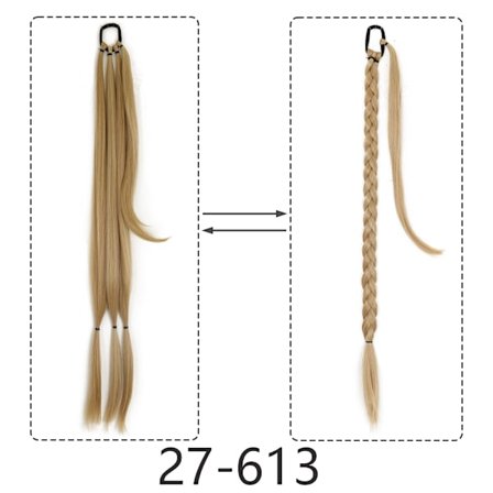 34" Erikoispitkä poninhäntä hiussolmiolla synteettinen punos poninhäntäpidennys Luonnolliset mustat hiukset Suorat tekohiukset itse punottu